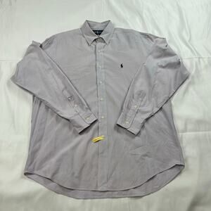 Preowned Polo Ralph Lauren Men’s Purple Pinstripe Button Down Shirt Size L Logo